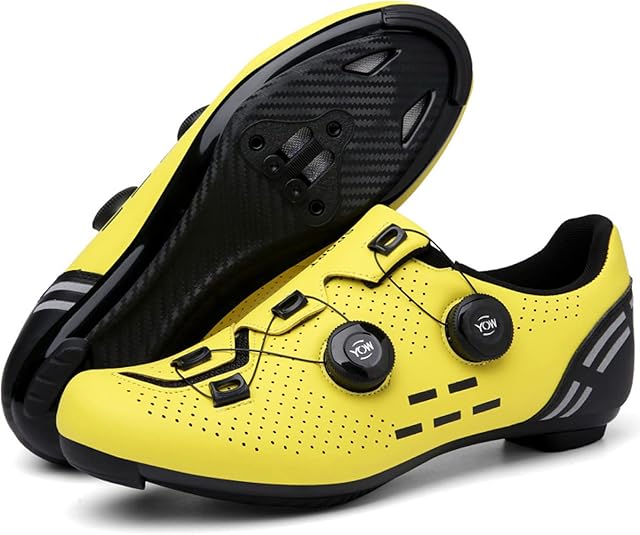 自転車用シューズ ブラック/イエロー Amazon | morytrade ロードシューズ ビンディング サイクル 靴 SPD SL